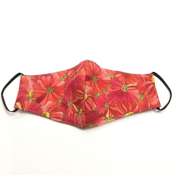 2/$15 - Flower Mask, Orange Pink Yellow Daisy Face Mask, Filti Filter - Picture 3 of 16